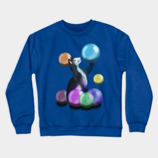 Black Siamese cat with transparent globes Crewneck Sweatshirt